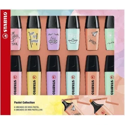 Caneta Marca Texto Stabilo Kit pastel com 12