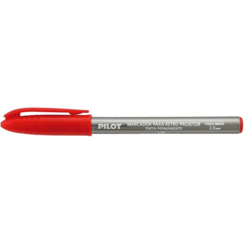 Caneta Permanente Vermelha para Retroprojetor Pilot 2.0mm  Pincel com Ponta Resistente e Secagem Rápida