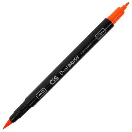 Caneta Pincel Dual Brush 2 em 1 Laranja - Cis