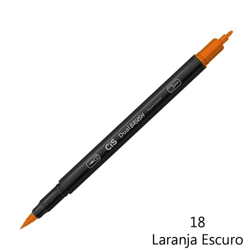 Caneta Pincel Dual Brush 2 em 1 Laranja Escuro - Cis