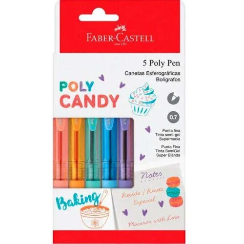 Caneta Poly Candy Estojo com 5 unidades - Faber Castell