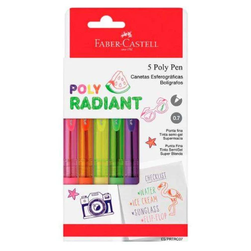 Caneta Poly Radiant Estojo com 5 unidades - Faber Castell