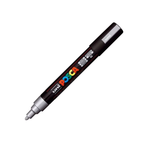 Caneta Posca Uniball Metallic Prata Pc-5m