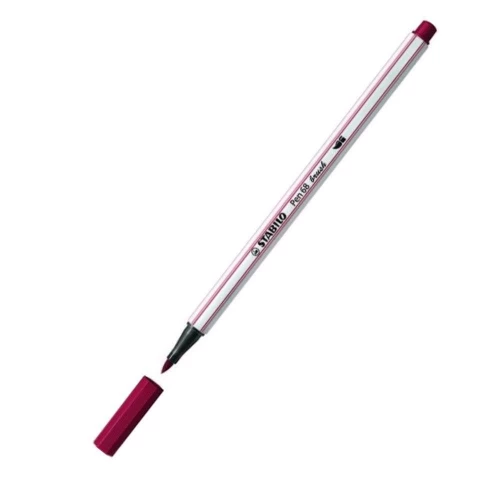 Caneta Stabilo Pen 68 Brush Bordô