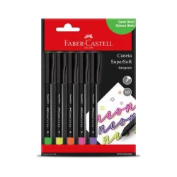 Caneta SuperSoft Neon Estojo com 5 unidades - Faber Castell