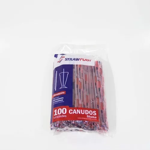 Canudo Plástico Milk Shake com 100 unidades - Strawplast