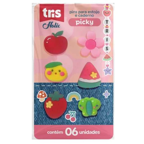 Cartela de Pins Holic Picky C/6 Modelos 912817 TRIS
