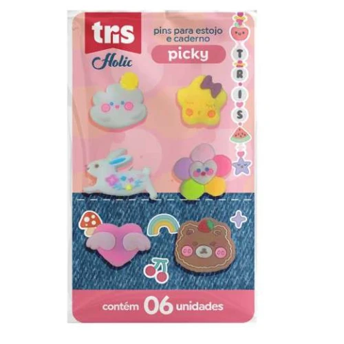 Cartela de Pins Holic Picky C/6 Modelos 912817 TRIS