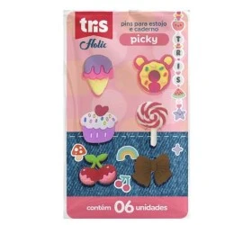 Cartela de Pins Holic Picky C/6 Modelos 912817 TRIS