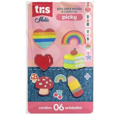 Cartela de Pins Holic Picky C/6 Modelos 912817 TRIS