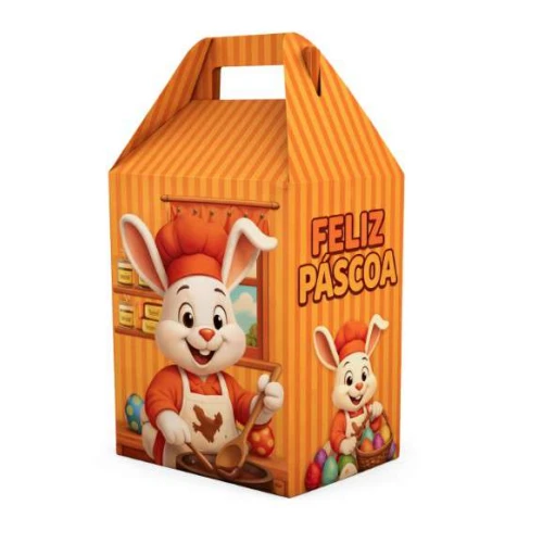 Cesta Maleta de Páscoa Coelho Chocolateiro 25x15x20 cm - Da Cruz
