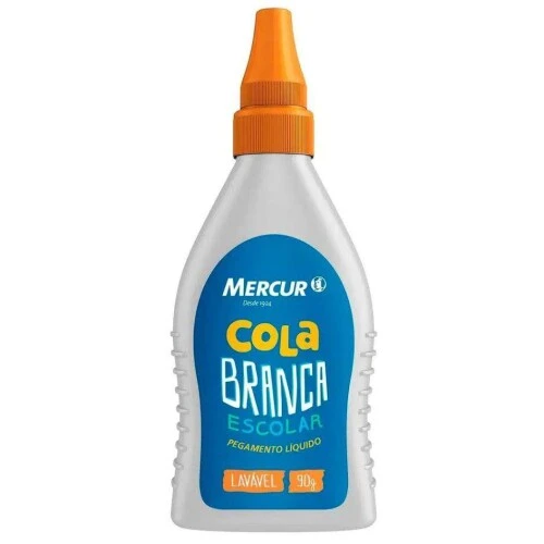 Cola Branca Escolar Mercur 90g Lavável, Atóxica e Multiuso