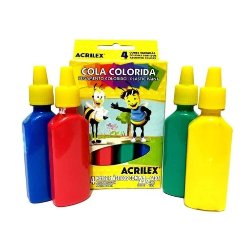 Cola Escolar Colorida Caixa c/4 cores