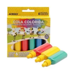 Cola Escolar Colorida Caixa c/6 Acrilex