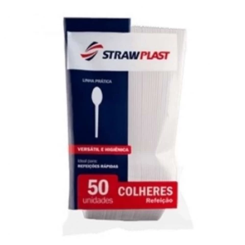 Colher Linhe Leve Branca Strawplast C/50 Unidades