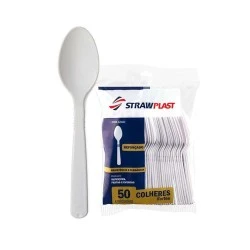 Colher Plástica Linha Forte Branco Strawplast