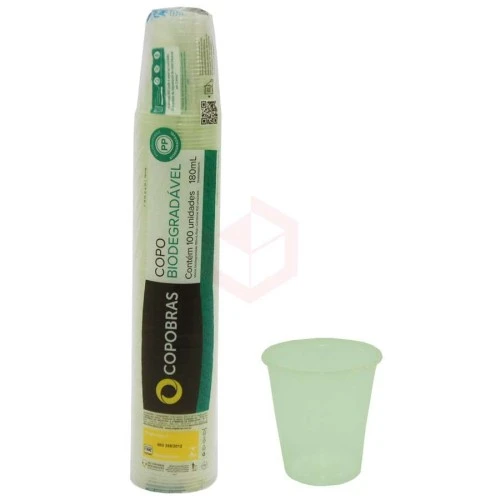 Copo Plástico Biodegradável Transparente 180ml Copobras Com 50 Unidades