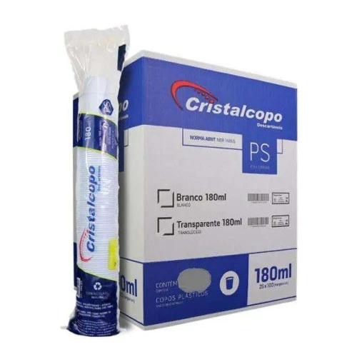 Copo Plástico Branco 180ml Cristalcopo C/100 Unidades