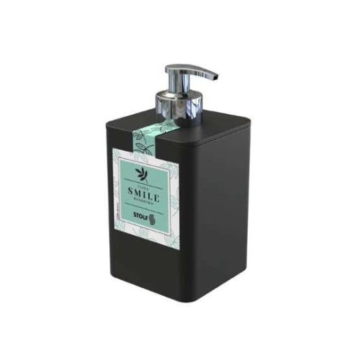 Dispenser De Detergente E Sabonete Líquido Stolf Preto 350ml Com Válvula Cromada