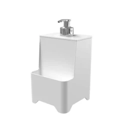 Dispenser Para Detergente E Esponja Smile Stolf 650ml Branco Com Válvula Cromada