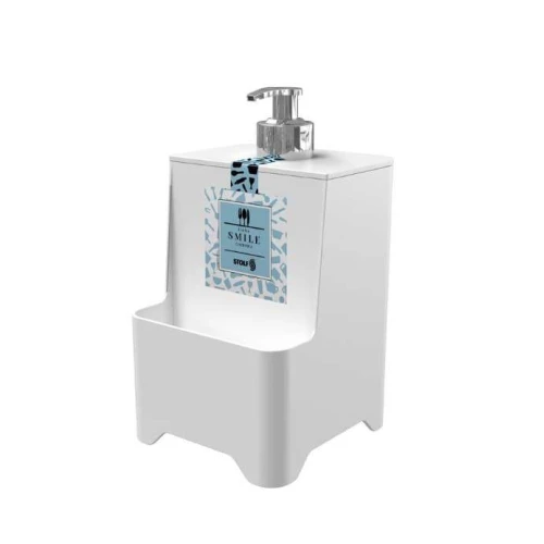 Dispenser Para Detergente E Esponja Smile Stolf 650ml Branco Com Válvula Cromada