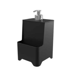 Dispenser Para Detergente E Esponja Smile Stolf 650ml Preto Com Válvula Cromada