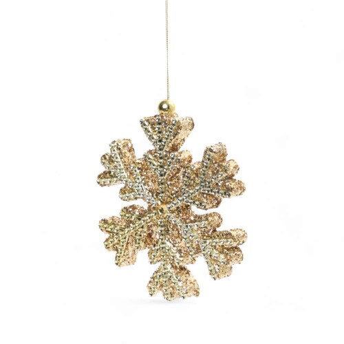 Enfeite Decorativo de Natal Floco de Neve Dourado  15cm  1 Unidade Cromus