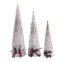 Enfeite Natal Cone Decorativo Rústico Vazado c/ 3  Cromus Ref.1044899