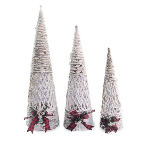 Enfeite Natal Cone Decorativo Rústico Vazado c/ 3  Cromus Ref.1044899