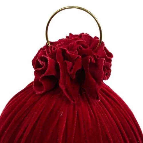 Enfeite de Natal Bola Decorativa Cromus 30cm  Vermelha com Tecido e Gancho  1 Unidade
