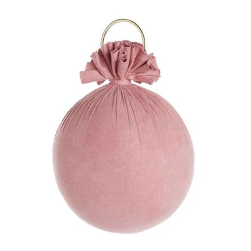 Enfeite de Natal Bola Decorativa Rose 15 cm Veludo Cromus