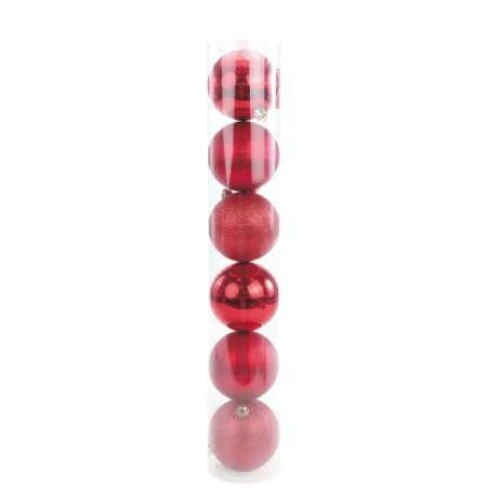Enfeite de Natal Bola Decorativa Vermelha 10cm Cromus (kit c/6)