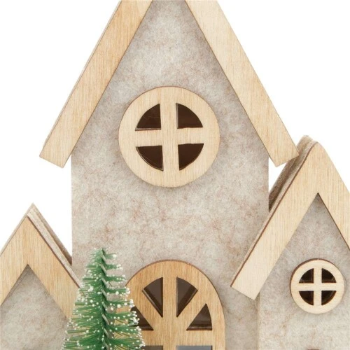 Enfeite de Natal Casa com Árvore Rústica Verde Clarinha 16,5cm Cromus