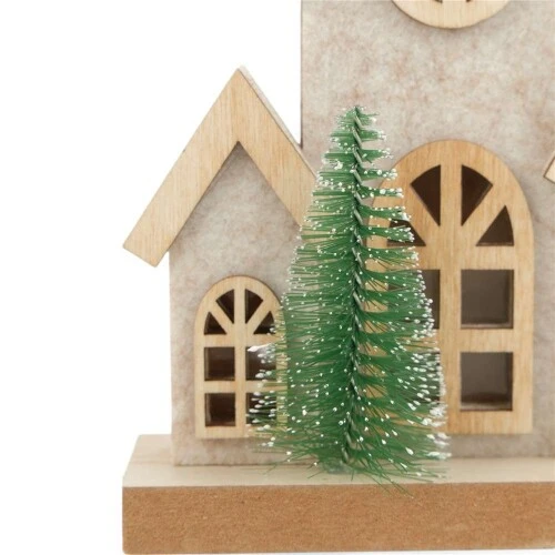 Enfeite de Natal Casa com Árvore Rústica Verde Clarinha 16,5cm Cromus