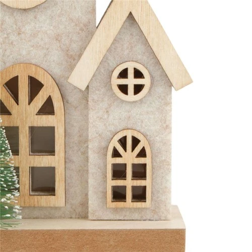 Enfeite de Natal Casa com Árvore Rústica Verde Clarinha 16,5cm Cromus