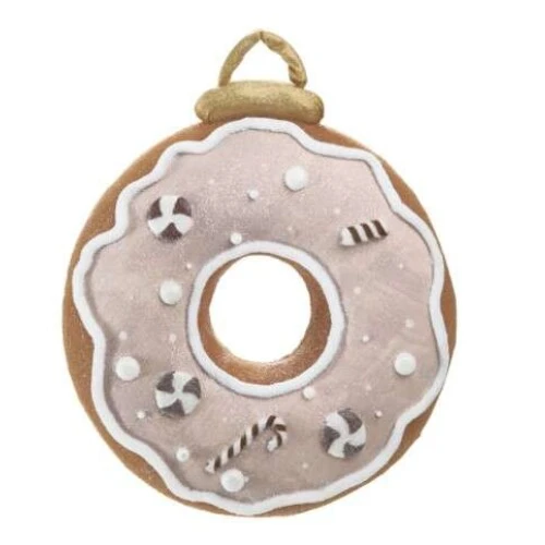Enfeite de Natal Donuts Decorativo 29×25cm Branco e Marrom