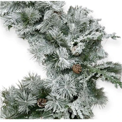 Enfeite de Natal Festão Galho Decorativo Longo Nevado na cor Clara  270 cm