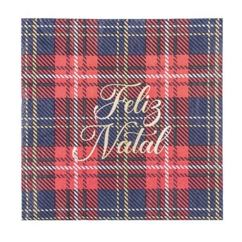 Enfeite de Natal Guardanapo de Papel Decorado Xadrez 32,5 × 32,5 cm (Pacote c/20)  Cromus