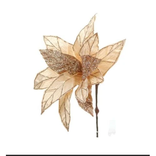 Enfeite de Natal  Haste Flor Dourada 45cm Cromus (Ref. 1058128)
