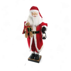 Enfeite de Natal Papai Noel Decorativo Com Urso Vermelho / Branco 110cm