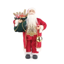 Enfeite de Natal Papai Noel em Pé com Saco de Presentes 45cm Cromus