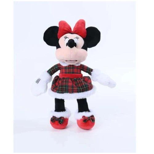 Enfeite de Natal Pelúcia Minnie Mouse de Natal Xadrez 45cm