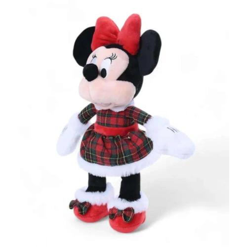Enfeite de Natal Pelúcia Minnie Mouse de Natal Xadrez 45cm