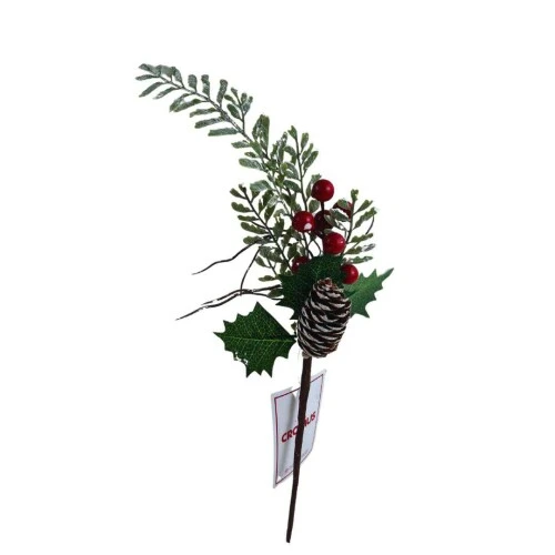 Enfeite de Natal - Pick Natalino Azevinho Fruta e Pinha 38cm - Cromus