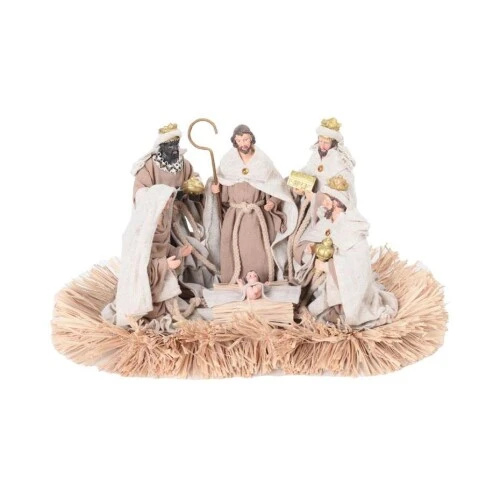 Enfeite de Natal Presépio Rústico em Resina Bege 23,5 cm Cromus