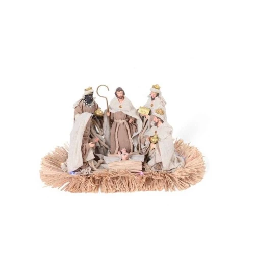 Enfeite de Natal Presépio Rústico em Resina Bege 23,5 cm Cromus