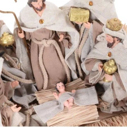 Enfeite de Natal Presépio Rústico em Resina Bege 23,5 cm Cromus