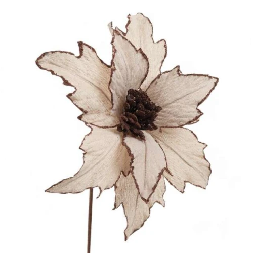 Enfeite de Natal Haste Flor Juta Marrom 25x40 cm Cromus