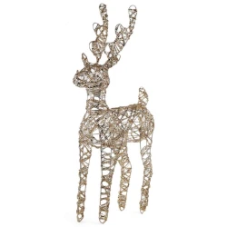 Enfeite de Natal Rena Decorativa Dourada Vazado da Cromus 70cm
