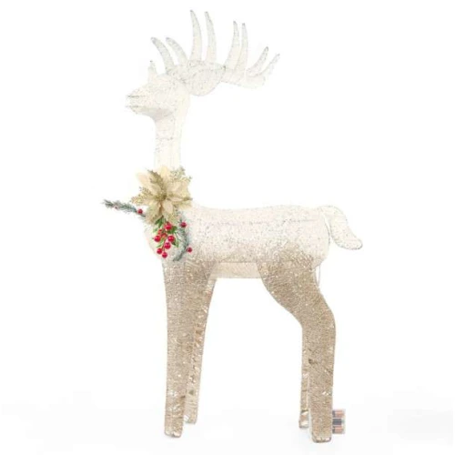 Enfeite de Natal Rena Decorativa com Led Branco 90cm Cromus Enfeite de Natal Rena Decorativa com Led Branco 90cm Cromus